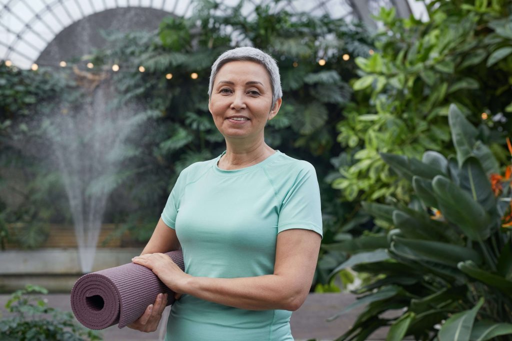 Medicare recipient doing yoga